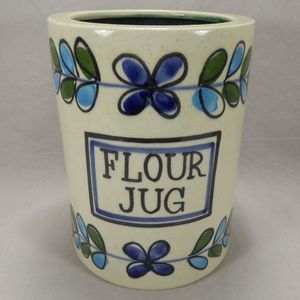 VTG Baldelli Italian Pottery Flour Jug Jar Canister Lord Taylor Hand Painted